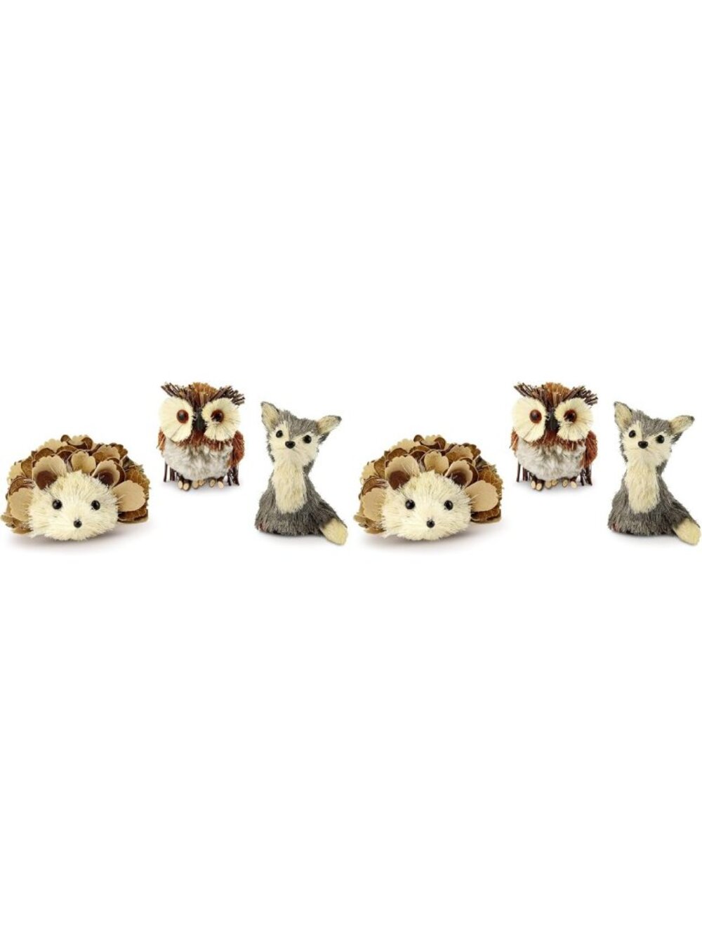 Woodland Friends Figurines Set of 3 - Fox, Owl & Hedgehog - Forest Animal Decor